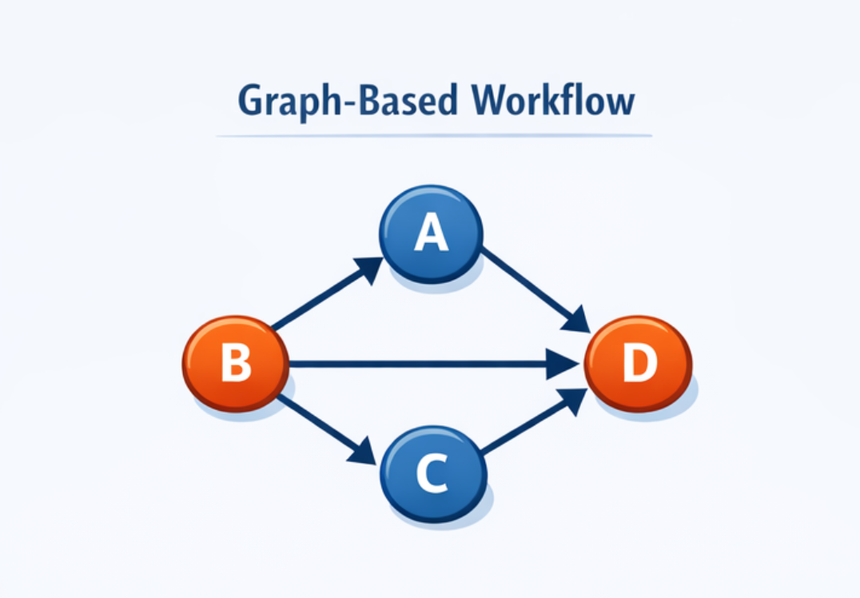 Graph-based workflow: branching and converging flow