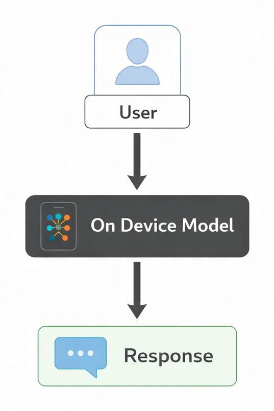 On device flow: User → On Device Model → Response